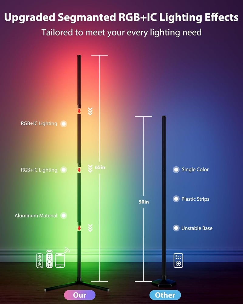 YUGAM LED Floor Lamp RGB+IC, Smart Corner Lamp, Modern for Living Room Bedroom (Pack-1) - Image 4