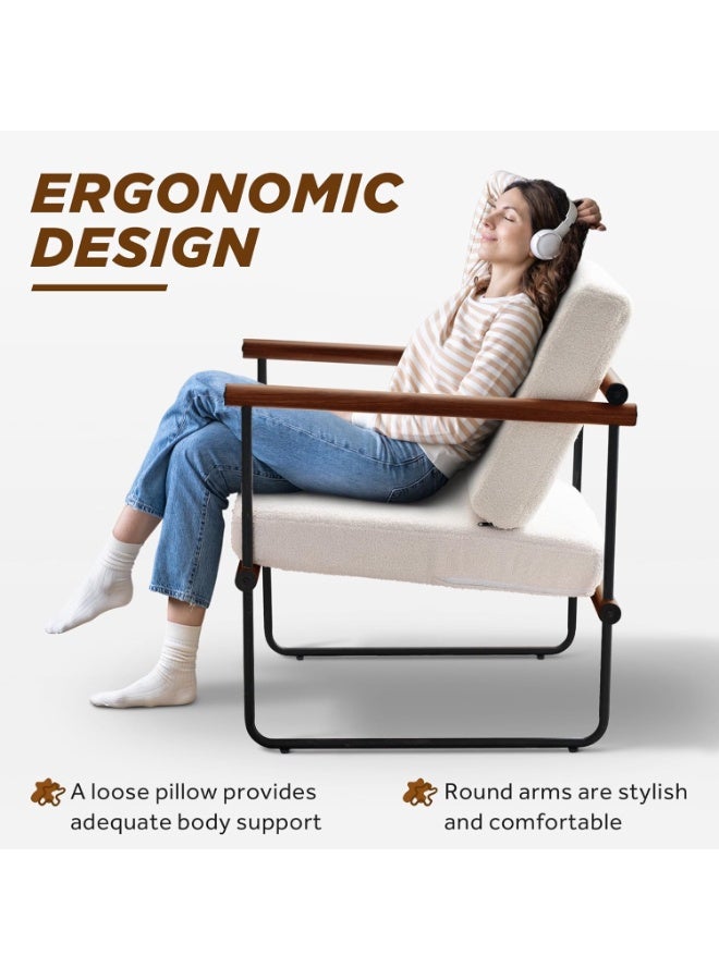 هيكسدريم كرسي بذراعين من القماش، كرسي بذراعين لغرفة المعيشة، أريكة فردية، كرسي استرخاء عصري لغرفة النوم، كرسي بذراعين منجد للقراءة، مناسب لغرفة المعيشة والمكتب وغرفة النوم - Image 5