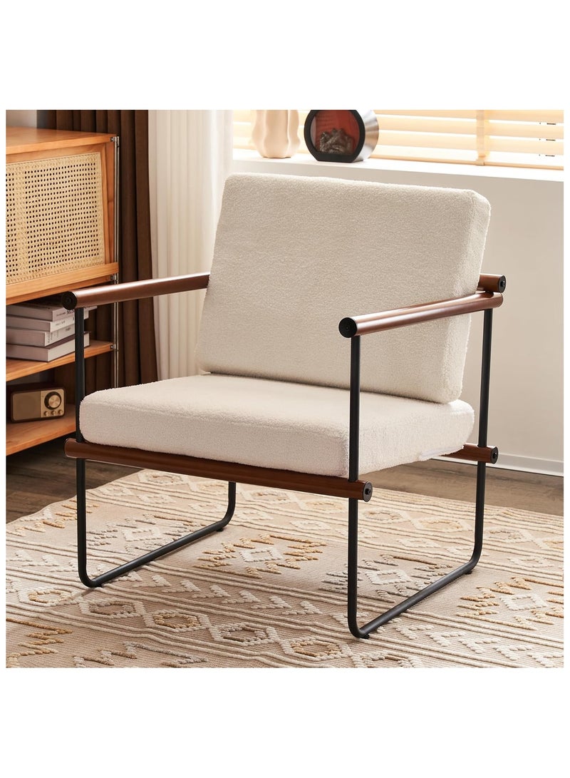هيكسدريم كرسي بذراعين من القماش، كرسي بذراعين لغرفة المعيشة، أريكة فردية، كرسي استرخاء عصري لغرفة النوم، كرسي بذراعين منجد للقراءة، مناسب لغرفة المعيشة والمكتب وغرفة النوم - Image 2