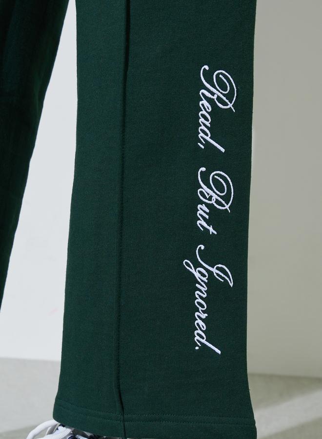 Styli Green Embroidered Wide-Leg Joggers - Image 4