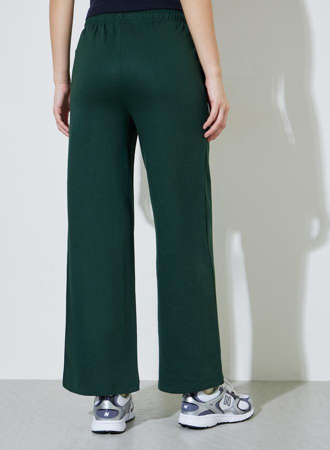 Styli Green Embroidered Wide-Leg Joggers - Image 5