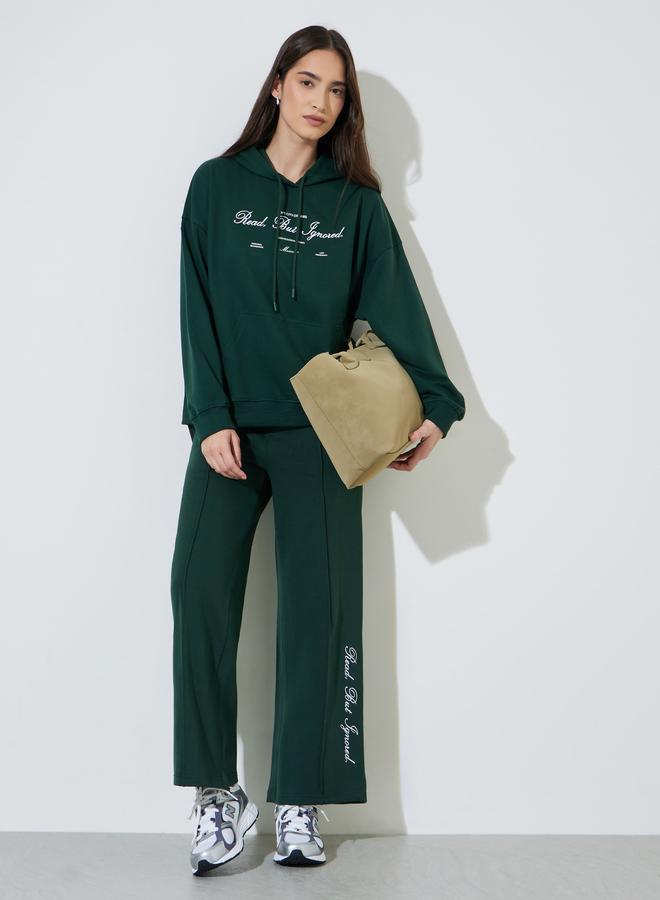 Styli Green Embroidered Wide-Leg Joggers - Image 2