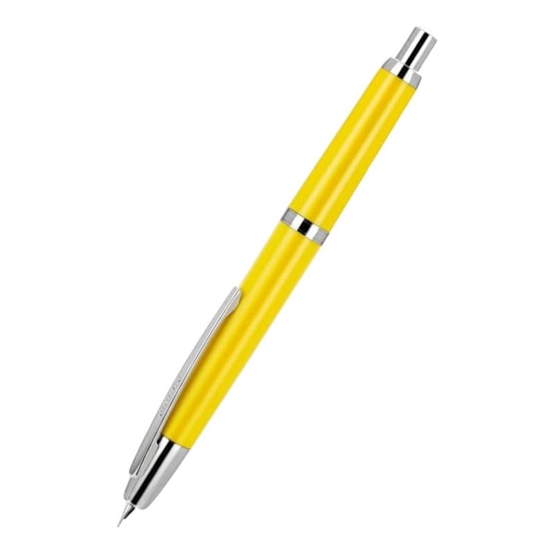Goldleaf Jinhao 20 Press Retractable Fountain Pen – Fine Nib with Converter – Plastic Body & Metal Clip – Multiple Colors – Smooth Writing Daily Pen (No Ink Included) (Lemon Yellow (Silver Clip)) - Image 1