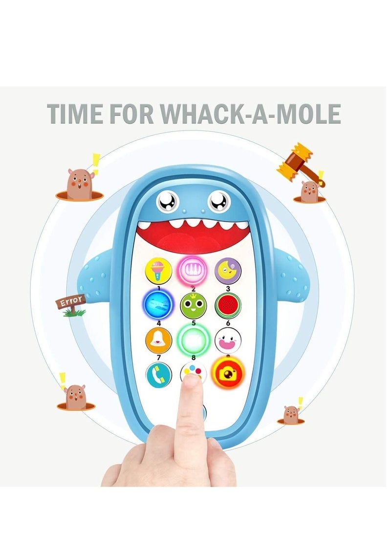 SYOSI Baby Musical Toys, Baby Shark Phone Toys with Light and Sound, Teething Phone Toy for Babies, Play and Learn for Children and Toddlers, Preschool Birthday Gift for Girl Boy 18+ Months Blue - Image 1