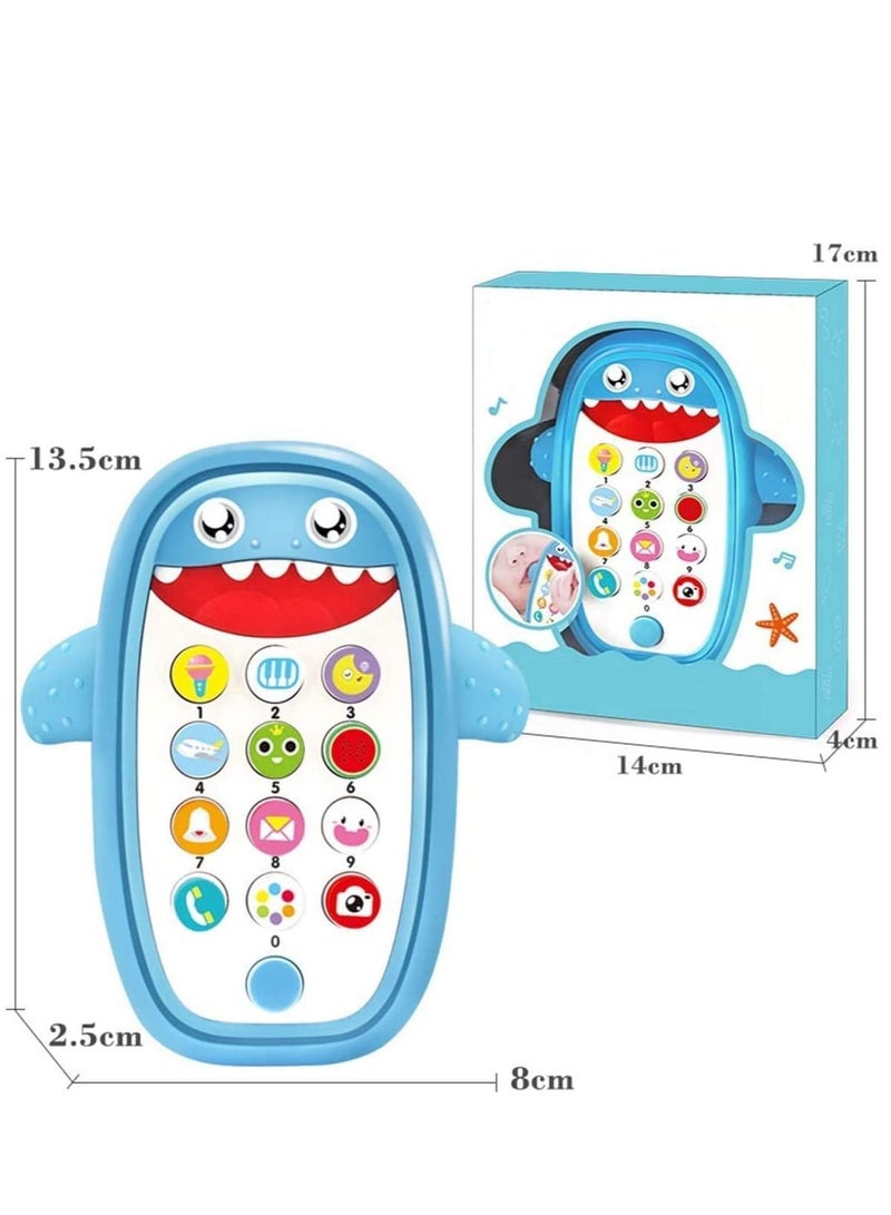 SYOSI Baby Musical Toys, Baby Shark Phone Toys with Light and Sound, Teething Phone Toy for Babies, Play and Learn for Children and Toddlers, Preschool Birthday Gift for Girl Boy 18+ Months Blue - Image 5