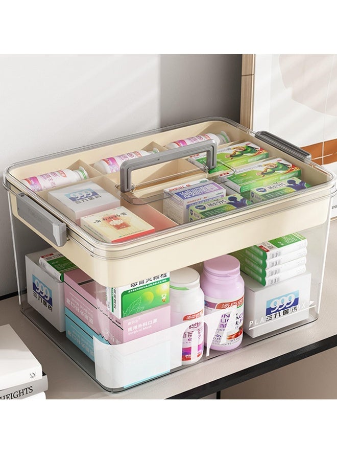 DUSALA Large Capacity Clear Medicine Storage Box with Handle and Sealed Lid, Waterproof Multi-Layer Design for Home and Office Essentials, Transparent Plastic Organizer for Pills, Vitamins, and Supplements, Pill Box for Purse - Image 4