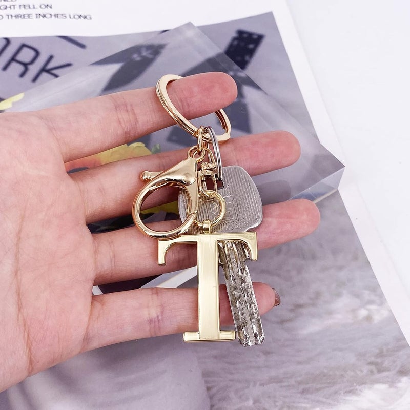 LAXPICOL Gold Letter A-Z Keychain for Women Men Purse Handbags Metal Alphabet Initial Letter Key Ring Keychain - Image 3