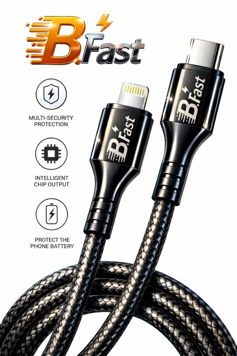 كيبل شحن ايفون - USB-C الى Lightining معتمد شحن حيوى سريع من بى فاست 20 وات