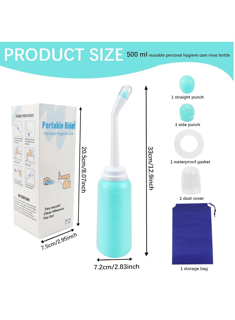 Portable Travel Bidet Sprayer 500ML – Handheld Shattaf Bottle for Personal Hygiene, Postpartum Care & Baby Cleaning, Dual Nozzles, Leakproof & Heat-Resistant - Image 2