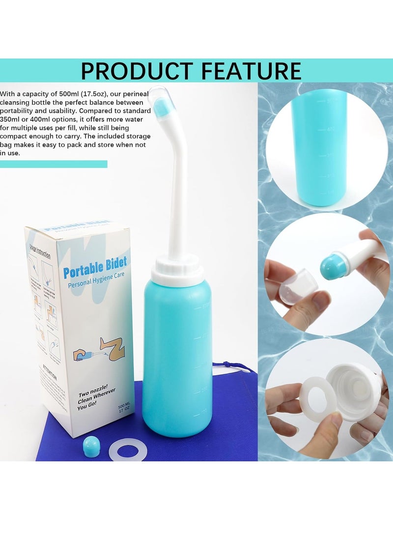 Portable Travel Bidet Sprayer 500ML – Handheld Shattaf Bottle for Personal Hygiene, Postpartum Care & Baby Cleaning, Dual Nozzles, Leakproof & Heat-Resistant - Image 3