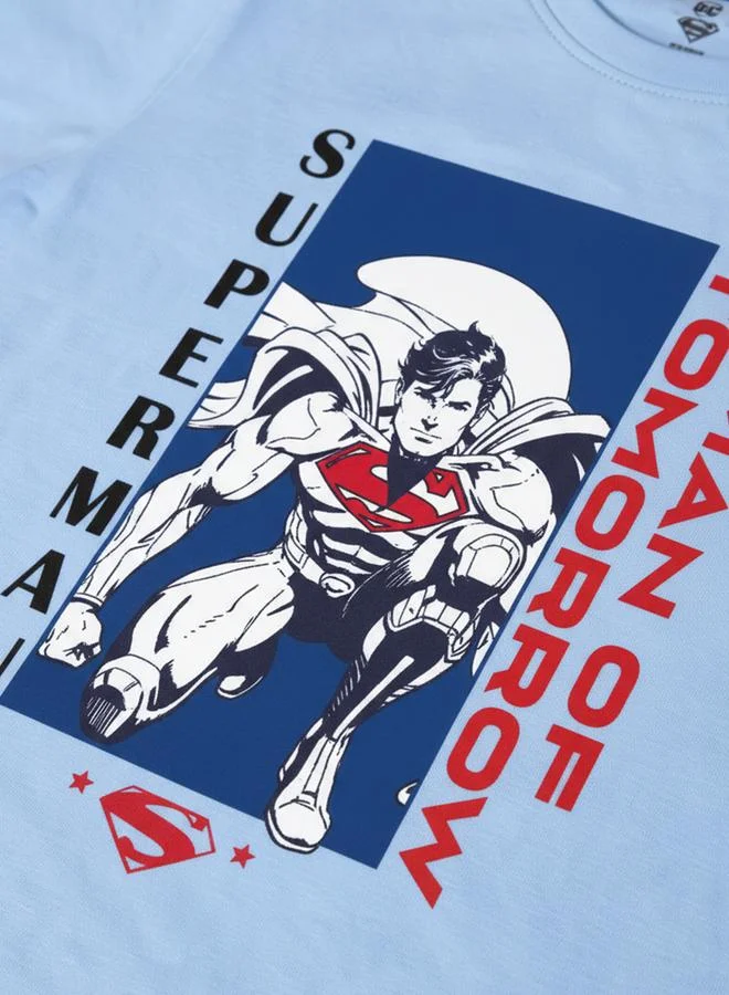 SUPERMAN Graphic Print Round Neck Fashion T-shirt