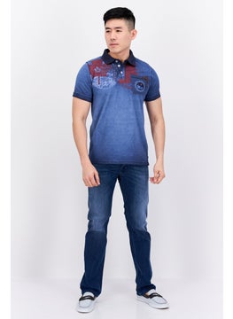 Canadian Peak Men Regular Fit Graphic Short Sleeves Polo Shirt, Blue  - Image 3