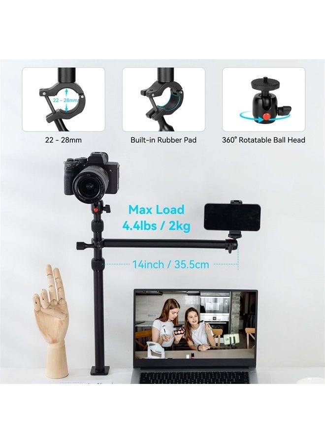 SmallRig Camera Desk Mount Table Stand with Magic Arm and 1/4" Ball Head, 13"-35.4" Adjustable Light Stand, Tabletop C Clamp for DSLR Camera, Ring Light, Live Streaming, Photo Video Shooting - 3992
