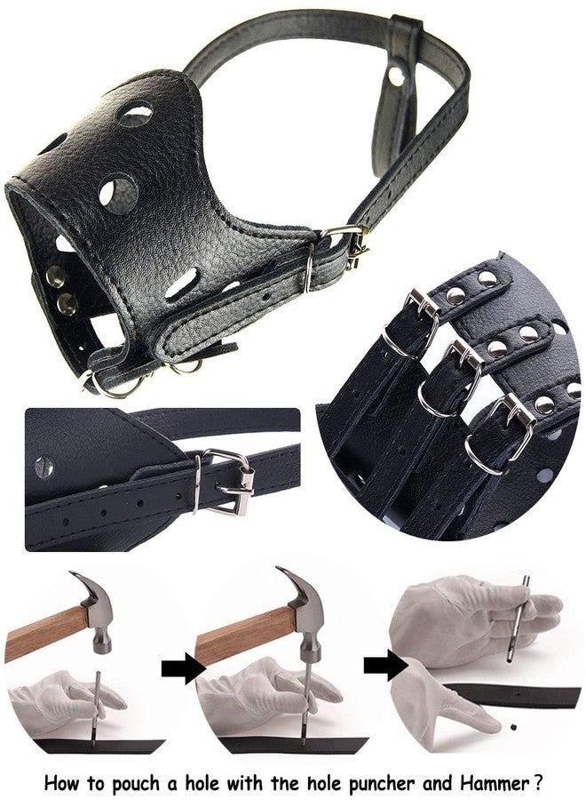 D&C PAWS Leather Adjustable AntiBite Mesh Guard, Dog Leather Breathable Biting and Barking Safety Mask, Metal Buckle (Black, Medium (M)) - Image 3