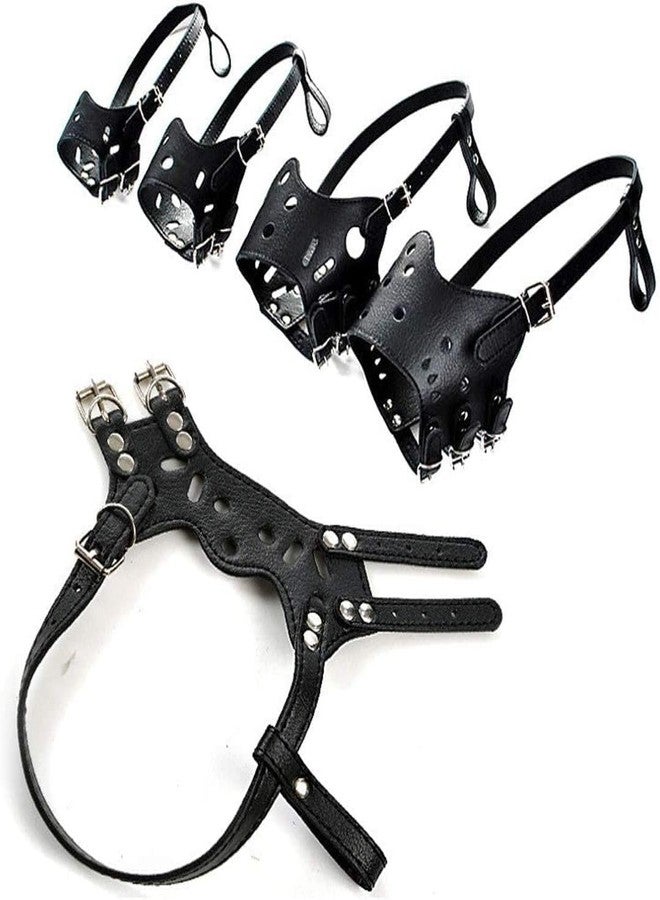 D&C PAWS Leather Adjustable AntiBite Mesh Guard, Dog Leather Breathable Biting and Barking Safety Mask, Metal Buckle (Black, Medium (M)) - Image 4