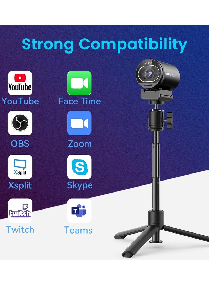 EMEET S600 4K Webcam for Streaming - Sony 1/2.5'' Sensor, PDAF Autofocus, 1080P@60FPS, 2 Noise Reduction Mics - Image 3