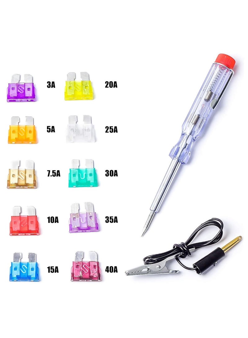 مجموعة فيوزات مزدوجة الشفرات مع مفك اختبار آمن - 10 قطع لشفرات دراجات نارية وسيارات مع جهاز اختبار بمشبك 3A/20A/25A/30A/35A/40A - Image 4