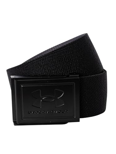 Under Armour Men's Stretch Webbing Belt, (001) Black/Castlerock/White, One Size Fits Most - Image 1
