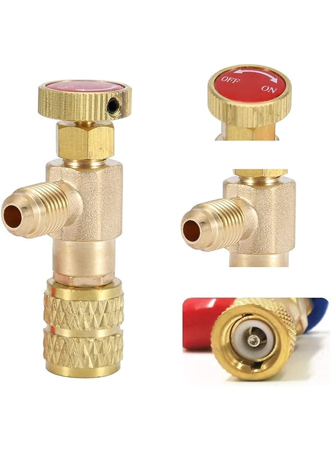 KASTWAVE Refrigerant Valve, 2 Pcs Filling Refrigerant Safety Valve, Liquid Safety Valve For R410A R22 Air Conditioning Refrigerant, 1/4" Safety Adapter Refrigerant Charging Valve - Image 5