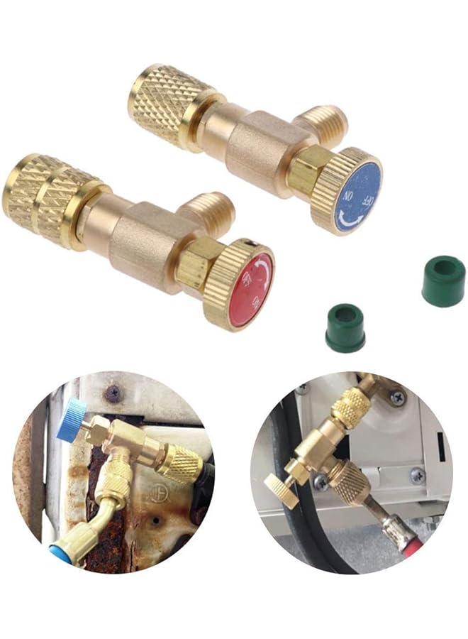 KASTWAVE Refrigerant Valve, 2 Pcs Filling Refrigerant Safety Valve, Liquid Safety Valve For R410A R22 Air Conditioning Refrigerant, 1/4" Safety Adapter Refrigerant Charging Valve - Image 1