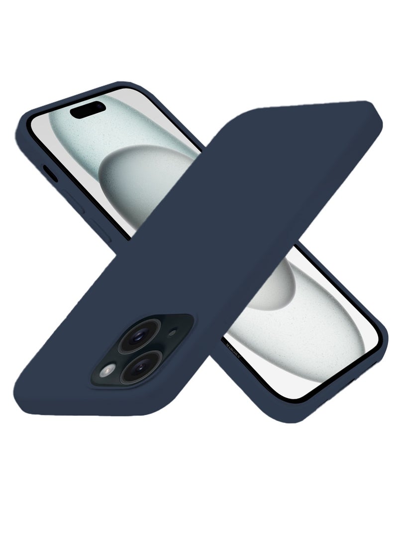 CATANES Silicone Case Cover for Apple iPhone 15 Plus, Slim Protective Cover with Microfiber Lining, Drop Protection - Dark Blue - Image 3