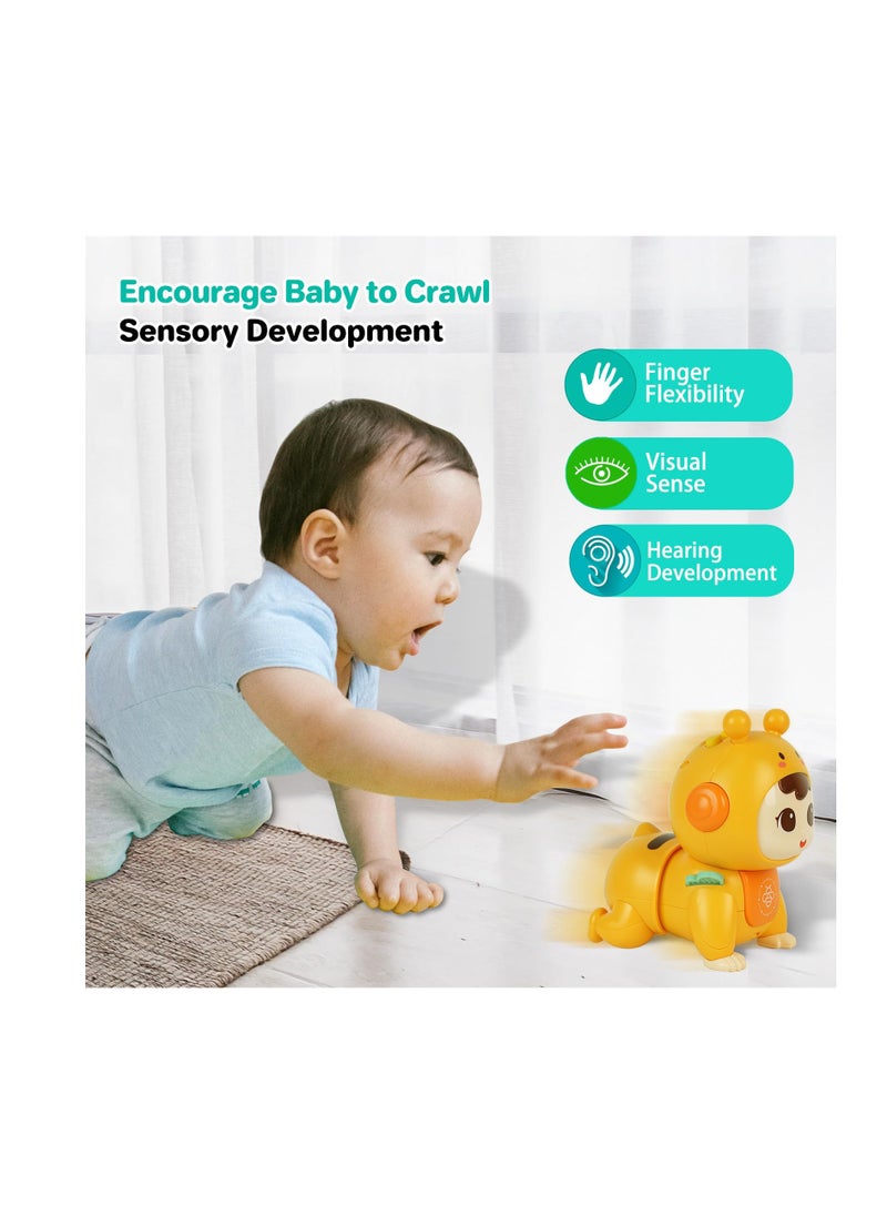 Excefore - Baby Crawling Toys, Light up Music Toys with Musical and Light, Baby Toys 6 to 12 Months, Early Educational Toys for Toddlers, Baby Girl Gift, Baby Toys, Yellow - Image 1