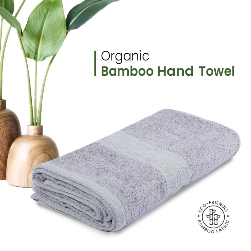 BePlush Zero Twist Bamboo Hand Towels Set of 2 : Ultra Soft, Highly Absorbent, Quick Dry, Anti Bacterial Napkins for Hand Towel || 450 GSM, 40 X 60 cms (2, Grey) - Image 2