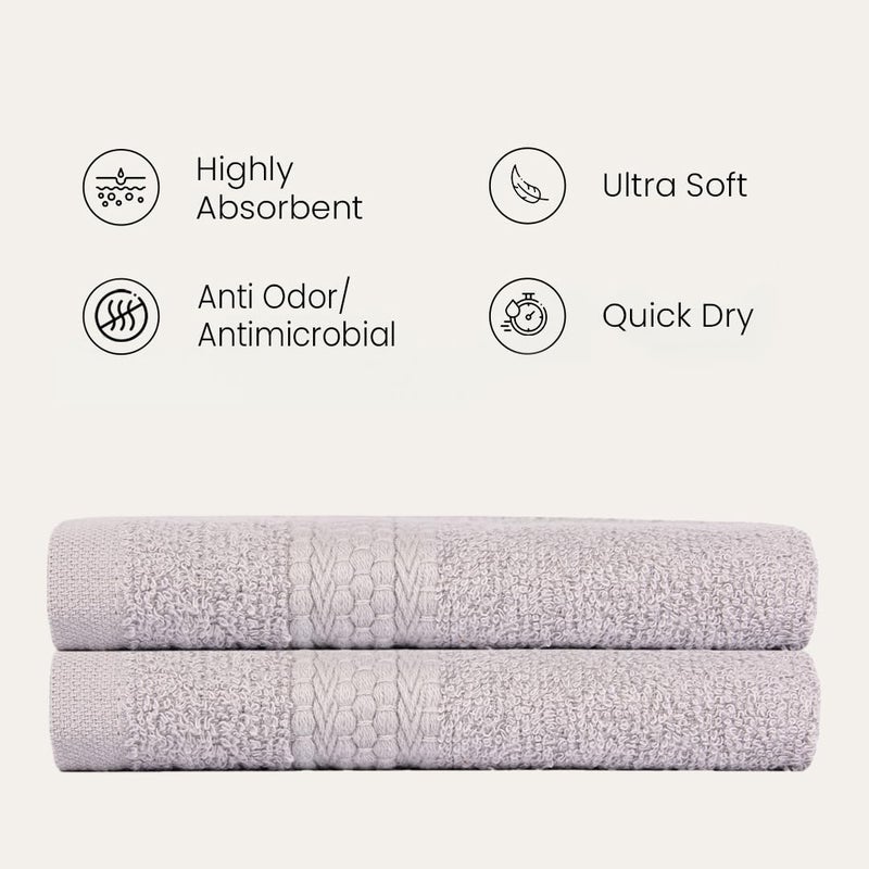 BePlush Zero Twist Bamboo Hand Towels Set of 2 : Ultra Soft, Highly Absorbent, Quick Dry, Anti Bacterial Napkins for Hand Towel || 450 GSM, 40 X 60 cms (2, Grey) - Image 5