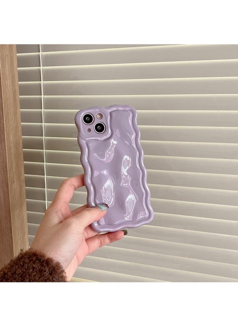 Solid Color Electroplated Water Corrugated IPhone16prax Phone Case Apple 15/14 16e Advanced Sense-Color:xym Wave Meteorite Cream Purple-Applicable Model:16 (without Packaging)
