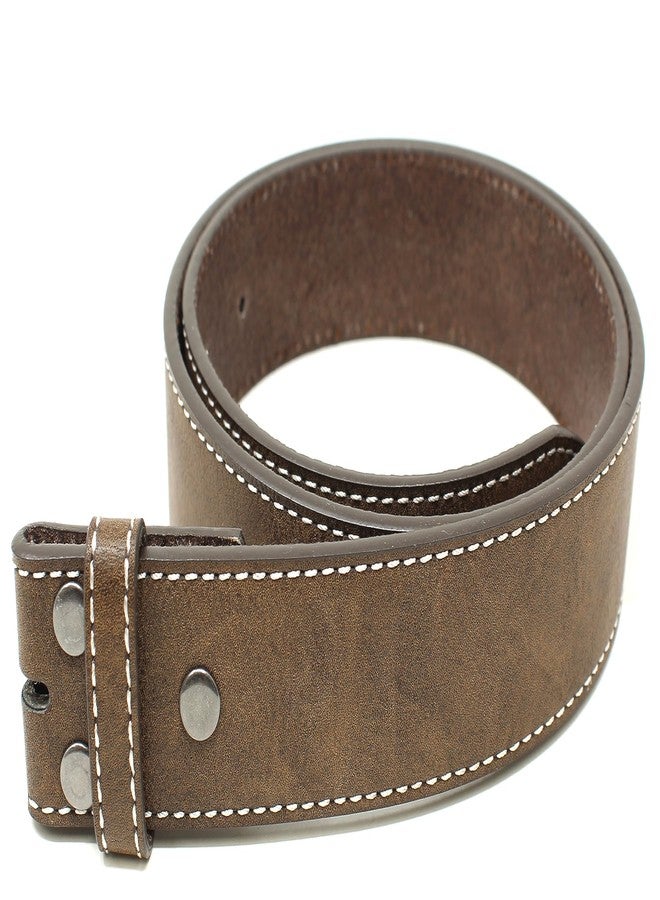 BC Belts Leather Belt Strap with Vintage Distressed Texture and Colored Stitching 1.5" Wide with Snaps (Brown/White-S) - Image 3