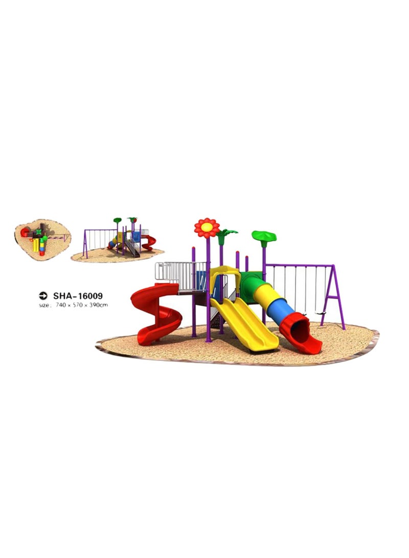 Myts Garden Oasis Mega Dual and Single Slides and Swings - Image 1