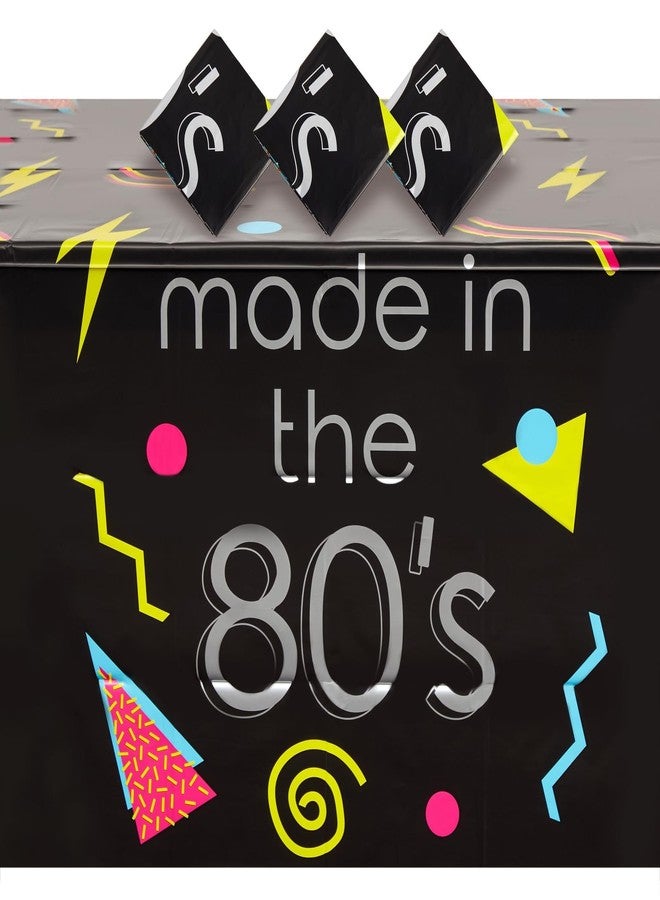Sparkle and Bash 3 Pack Retro 80s Table Cover, Plastic Tablecloth for 1980s Party Decorations (54 x 108 in) - Image 1