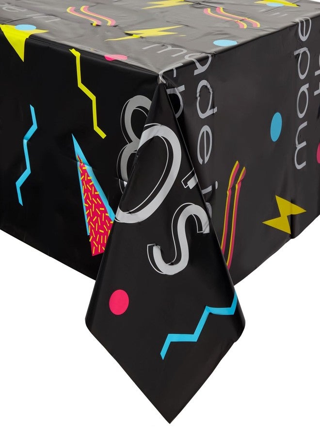 Sparkle and Bash 3 Pack Retro 80s Table Cover, Plastic Tablecloth for 1980s Party Decorations (54 x 108 in) - Image 3