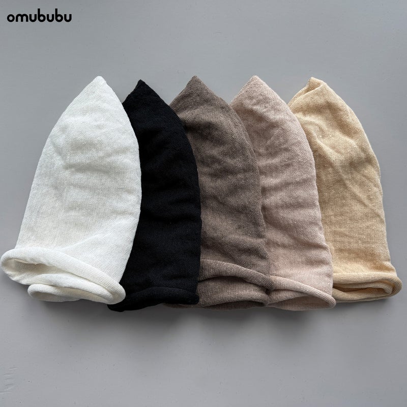 100% Linen Women's Beanie Breathable Slouchy Oversized Hat - Image 3