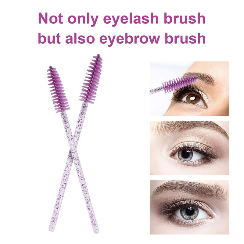 CHEFBEE 100PCS Disposable Eyelash Brush, Mascara Wands Makeup Brushes Applicators Kits for Eyelash Extensions and Eyebrow with Container (Purple) - Image 3