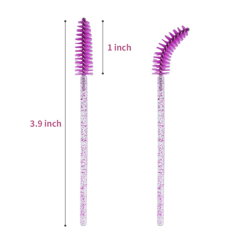 CHEFBEE 100PCS Disposable Eyelash Brush, Mascara Wands Makeup Brushes Applicators Kits for Eyelash Extensions and Eyebrow with Container (Purple) - Image 5