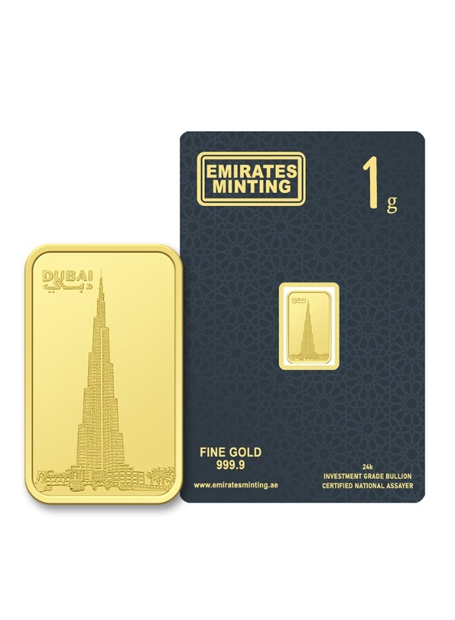 الإمارات مينتنج الإمارات مينتينج سبيكة ذهب 1 جرام - تصميم برج خليفة - نقاء 999.9  - Image 1