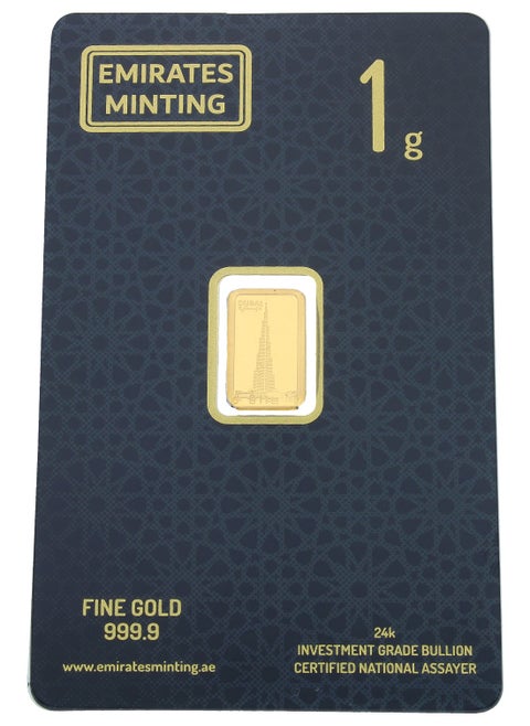 Emirates Minting 1 Gram Burj Khalifa Gold Bar 999.9 Purity