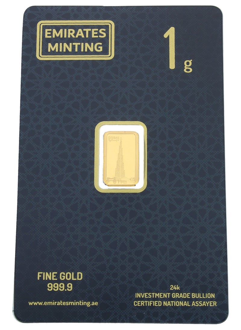 EMIRATES MINTING Emirates Minting 1 Gram Burj Khalifa Gold Bar 999.9 Purity  - Image 1