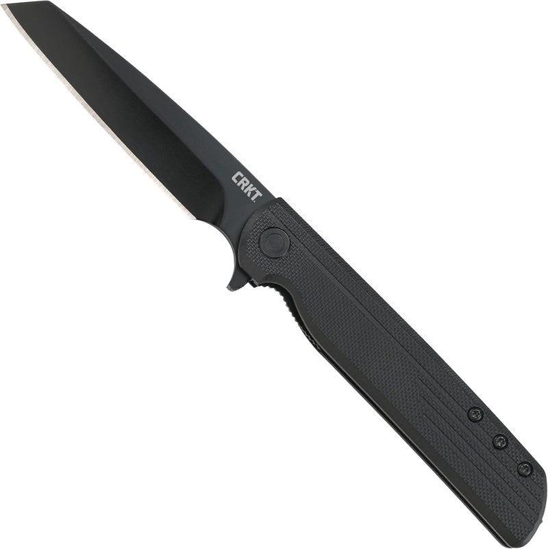 CRKT LCK + Everyday Carry Assisted Folding Knife with Liner Lock: Stainless Steel Plain Edge Blade, Glass-Reinforced Nylon Handle, Pocket Clip, 3802K - Image 1