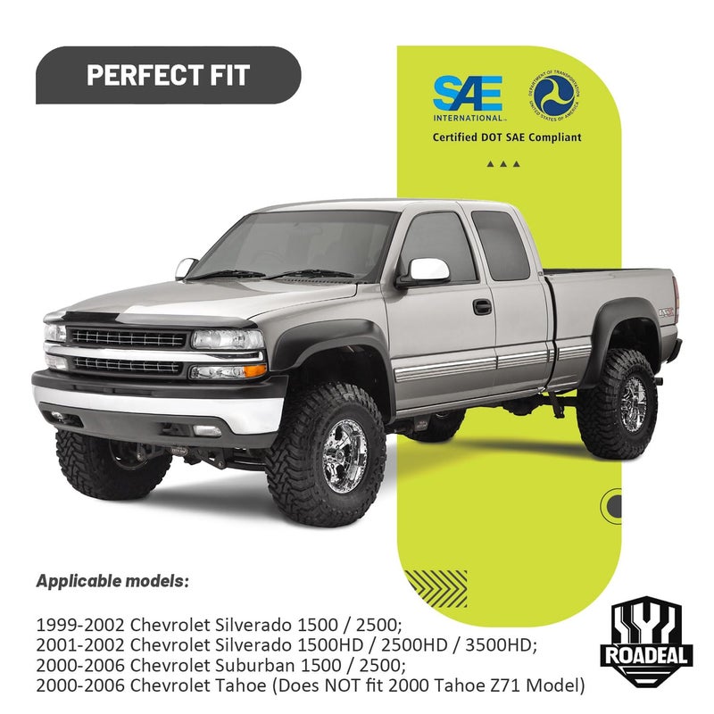 ROADEAL Headlights W/Bulbs for 1999-2002 Chevy Silverado 1500 2500, for 2001-2002 Silverado 1500HD 2500HD 3500, for 2000-2006 Tahoe Suburban with Bumper Parking Turn Signal Marker Lights, Pair Set - Image 2
