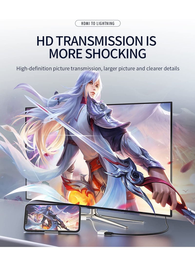 Lightning to HDMI Adapter for TV Compatible with iPhone 12 13 pro max Splitter Digital AV Female Port Converter and Charging Connector Cord Projector Monitor Sync Screen Ipad Mini Apple MFI Certified - Image 2