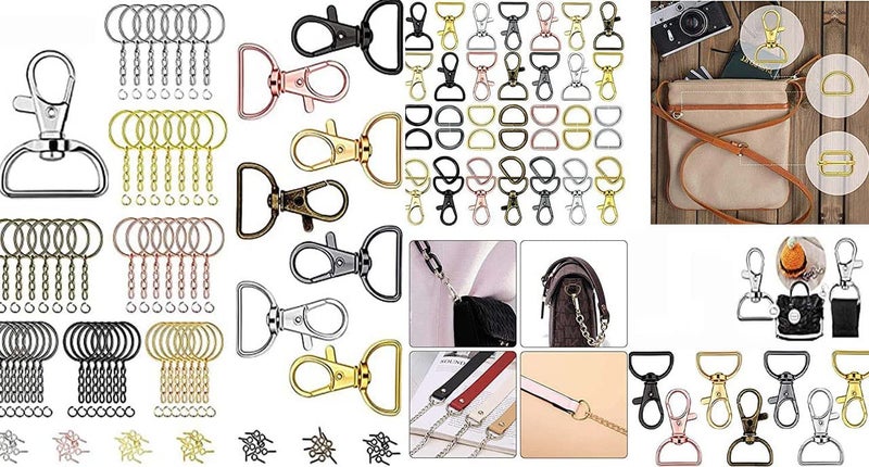 DIY Crafts DIY Crafts 20 Pcs, Silvery Bright, Metal Lobster Claw Clasps 360°Swivel Trigger Snap Hooks by Swivel Clasps with D Ring (D Ring Inner Width (20 Pcs, Silvery Bright)  - Image 1