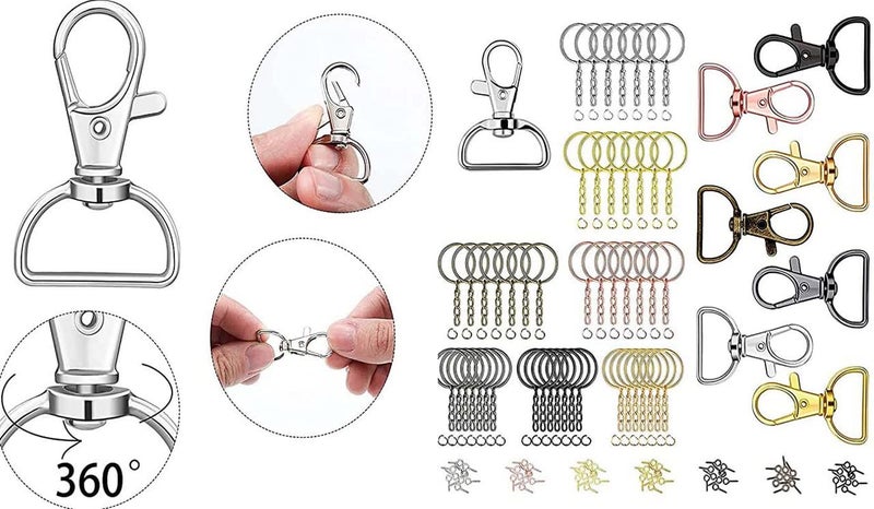 DIY Crafts DIY Crafts 20 Pcs, Silvery Bright, Metal Lobster Claw Clasps 360°Swivel Trigger Snap Hooks by Swivel Clasps with D Ring (D Ring Inner Width (20 Pcs, Silvery Bright)  - Image 2