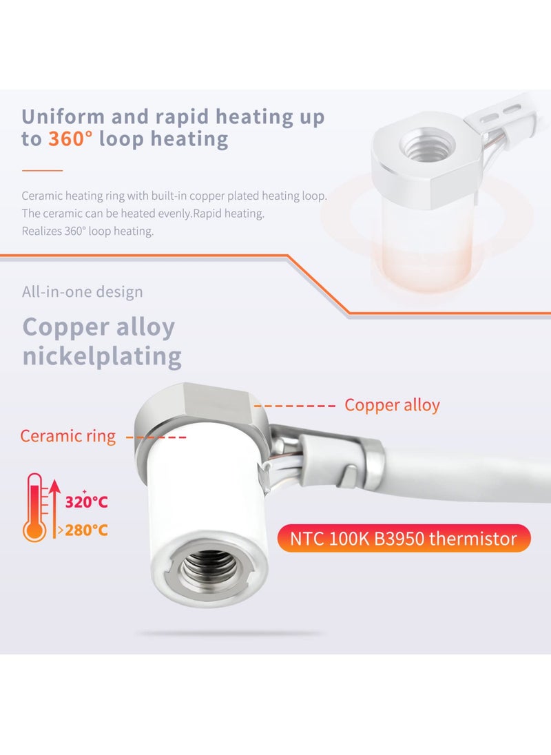 SYOSI 24V 115W Rapid Heat CHC V6 Hotend Kit, Ceramic Heating Core, Bimetal Heatbreak, Copper Titanium, Compatible with Voron 2.4, 24V 1.75mm, Prusa I3 MK3/MK3S, Titan Aero Extruder  - Image 5