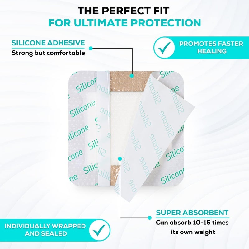 MedVanceTM Silicone Bordered Silicone Adhesive Foam Dressing Size 3x3 18x18 pad Box of 5 dressings - Image 2