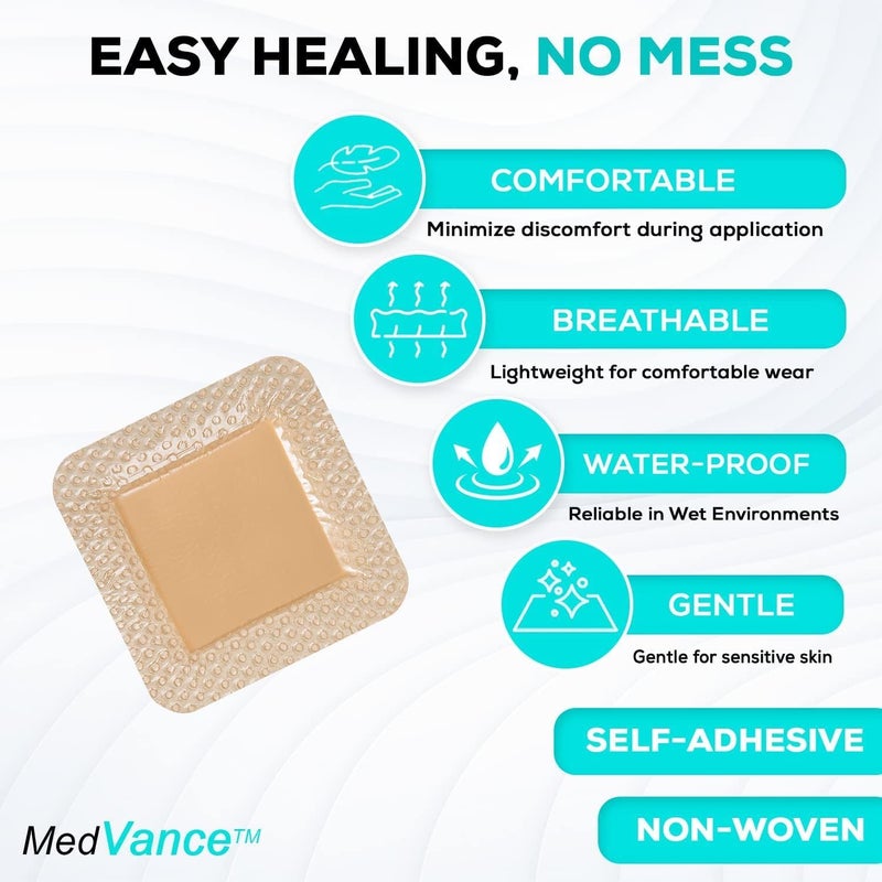 MedVanceTM Silicone Bordered Silicone Adhesive Foam Dressing Size 3x3 18x18 pad Box of 5 dressings - Image 5