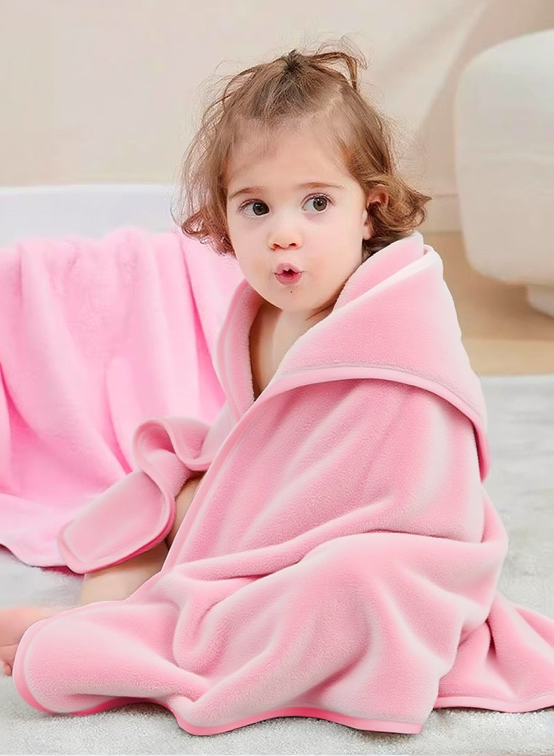 URbazaar Baby Bath Towel, Hooded Baby Bath Towel, Super Absorbent Baby Towel, with Small Towel and Baby Bibs, Bath Towels for Girls and Boys (Pink) - Image 2