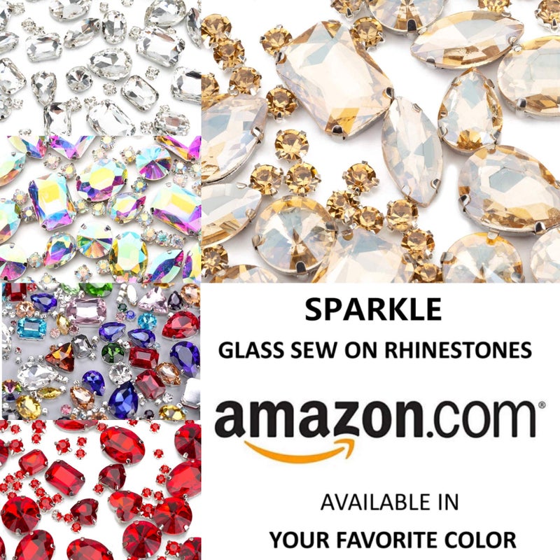 Choupee 130PCS Sew on Rhinestones in Metal Sewing Setting Sew on Jewel with Prong Champagne Sew on Glass Gems Claw Stones Mix Shape for Dress, Bag, Jeans, Clothes, Dance Costume, Shoes, Belt, Garment - Image 4