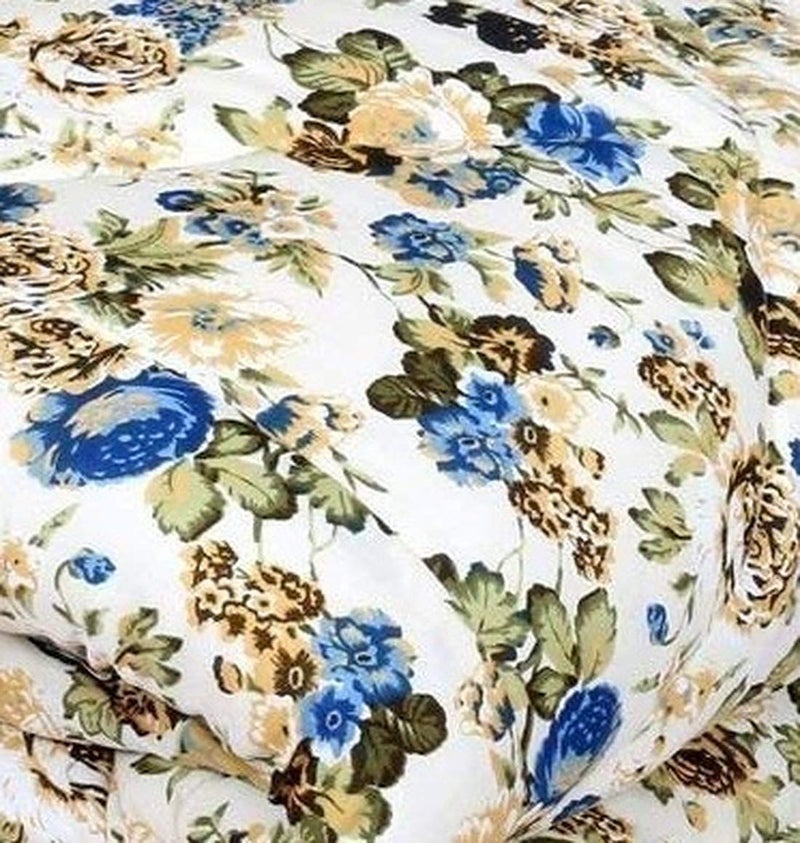 Wonder Look WONDERLOOK Single Bed Ac Blanket DoharQuilt Pink Flowers Fabric Micro Cotton Size 54X84 Inches Multi Color Blue Flower - Image 2